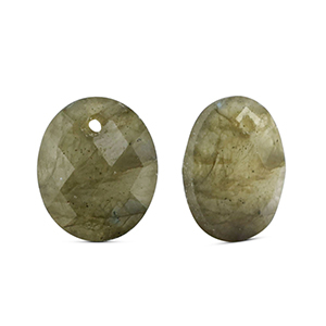 Colgantes de piedra natural Vidrio &oacute;valo Gris claro