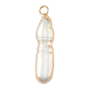 Perlas de agua dulce colgante tubo Dorado-blanco natural