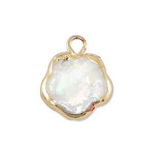 BQ Perlas de agua dulce colgante flor Dorado-blanco natural