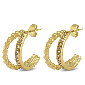 Pendientes Acero Inox zirc&oacute;n Dorado