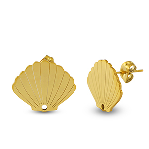 Pendientes Acero Inox concha Dorado
