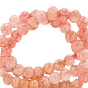 Abalorios de cristal 6 mm moteados Naranja salm&oacute;n