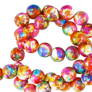 Abalorios de cer&aacute;mica 6mm Multicolor