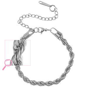 Pulseras Acero Inox retorcido Plateado