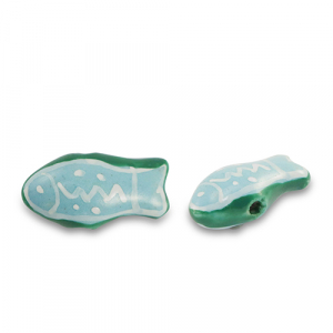 Abalorios de cer&aacute;mica pez Azul-verde