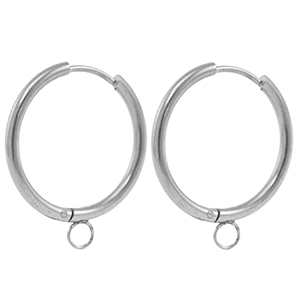Pendientes Acero Inox criolla 22mm Plateado