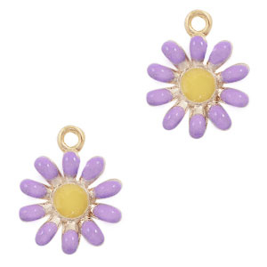 Colgantes met&aacute;licos Basic Quality flor Dorado-p&uacute;rpura