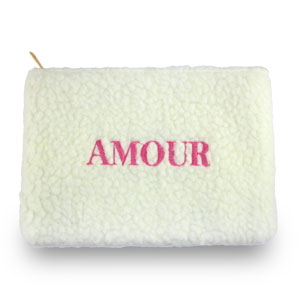 Neceser tejido Teddy "AMOUR" Blancuzco-rosa