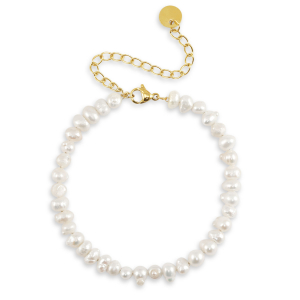 Pulseras Acero inox perlas Dorado