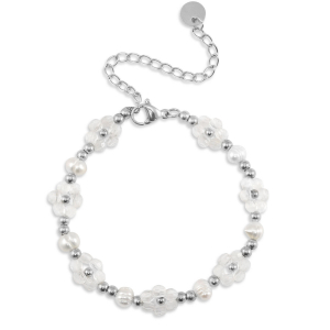 Pulseras Acero inox perlas Plateado
