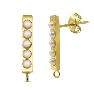 Pendientes Acero Inox perlas con anilla Dorado