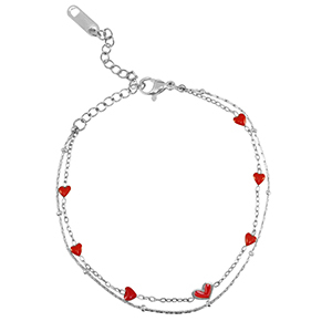 Pulseras Acero Inox coraz&oacute;n Plateado