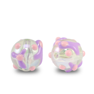 Abalorios acr&iacute;licos puntos Transparente morado-rosa