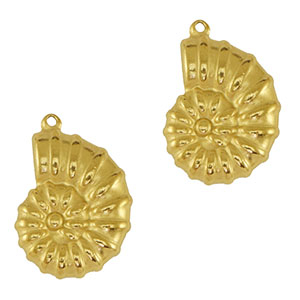 Colgantes Acero Inox concha de mar Dorado