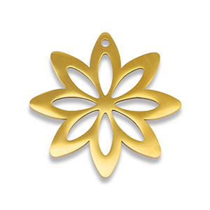 Colgantes Acero Inox flor Dorado