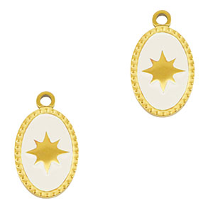 Colgantes Acero Inox oval sol Dorado-blanco