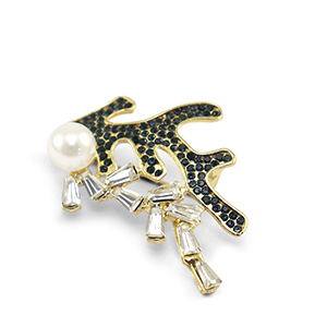 Broches algas marinas Azul oscuro-dorado