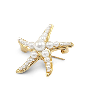 Broches Estrella de mar con perlas Dorado