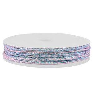 Hilo macram&eacute; trenzado 0,8mm Rosado-azul met&aacute;lico