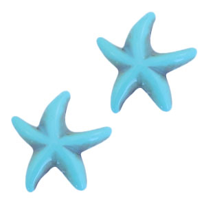 Abalorios de cer&aacute;mica turquesa estrella de mar azul turqueza