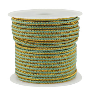 Cord&oacute;n trenzado trendy 2.3mm Verde menta-dorado