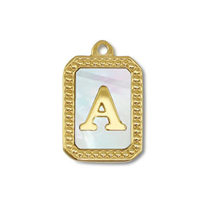 Colgante Acero Inox concha letra A Dorado-blanco (color natural)