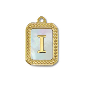 Colgante Acero Inox concha letra I Dorado-blanco (color natural)