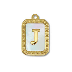 Colgante Acero Inox concha letra J Dorado-blanco (color natural)