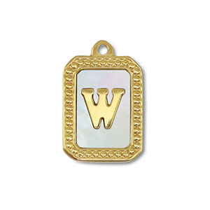 Colgante Acero Inox concha letra W Dorado-blanco (color natural)