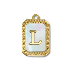Colgante Acero Inox concha letra L Dorado-blanco (color natural)