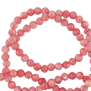 Piedras naturales 3mm faceteados Rojo coral vivo