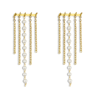Pendientes Acero Inox con imitaci&oacute;n de perlas Dorado