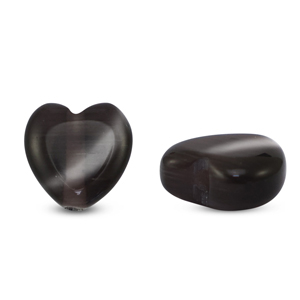 Abalorios de cristal Ojo de gato corazon Antracita