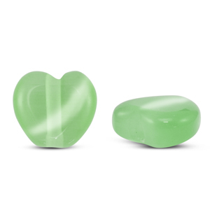 Abalorios de cristal Ojo de gato corazon Verde claro