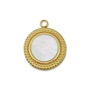 Colgante Acero Inox concha redondos Dorado-blanco (color natural)