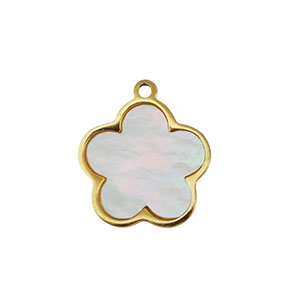 Colgante Acero Inox concha flor Dorado-blanco (color natural)