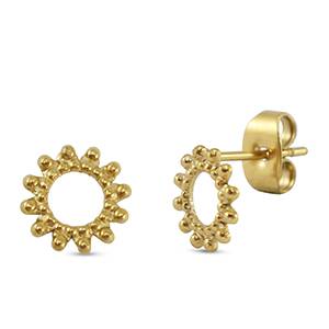 Pendientes Acero Inox flor Dorado