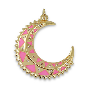 Metal TQ lat&oacute;n colgante luna Dorado-rosa