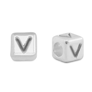 Abalorios letras met&aacute;licos DQ V Plata vieja (sin n&iacute;quel)