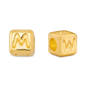 Abalorios letras met&aacute;licos DQ M/W Dorado (sin n&iacute;quel)