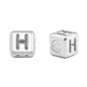 Abalorios letras met&aacute;licos DQ H Plata vieja (sin n&iacute;quel)