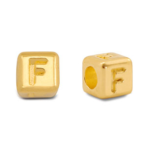 Abalorios letras met&aacute;licos DQ F Dorado (sin n&iacute;quel)