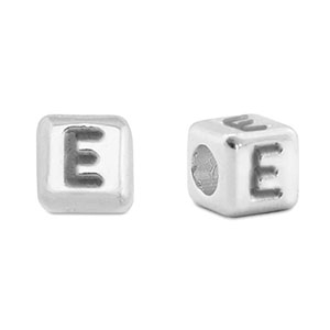 Abalorios letras met&aacute;licos DQ E Plata vieja (sin n&iacute;quel)