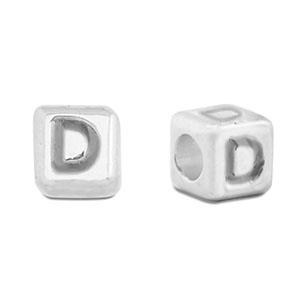 Abalorios letras met&aacute;licos DQ D Plata vieja (sin n&iacute;quel)