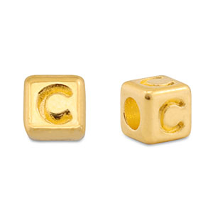 Abalorios letras met&aacute;licos DQ C Dorado (sin n&iacute;quel)