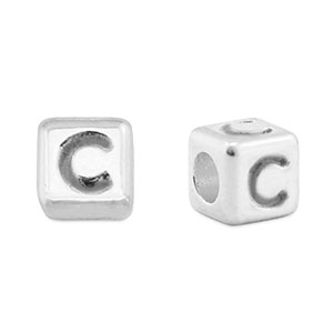 Abalorios letras met&aacute;licos DQ C Plata vieja (sin n&iacute;quel)