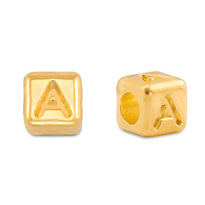 Abalorios letras met&aacute;licos DQ A Dorado (sin n&iacute;quel)