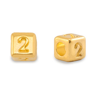 Abalorios letras met&aacute;licos DQ 2 Dorado (sin n&iacute;quel)