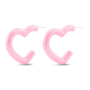 Pendientes trendy coraz&oacute;n Rosa claro-revestimiento pearl shine