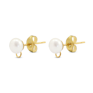 Fornituras Acero Inox pendientes Imitaci&oacute;n de perla con anilla 6mm Dorado